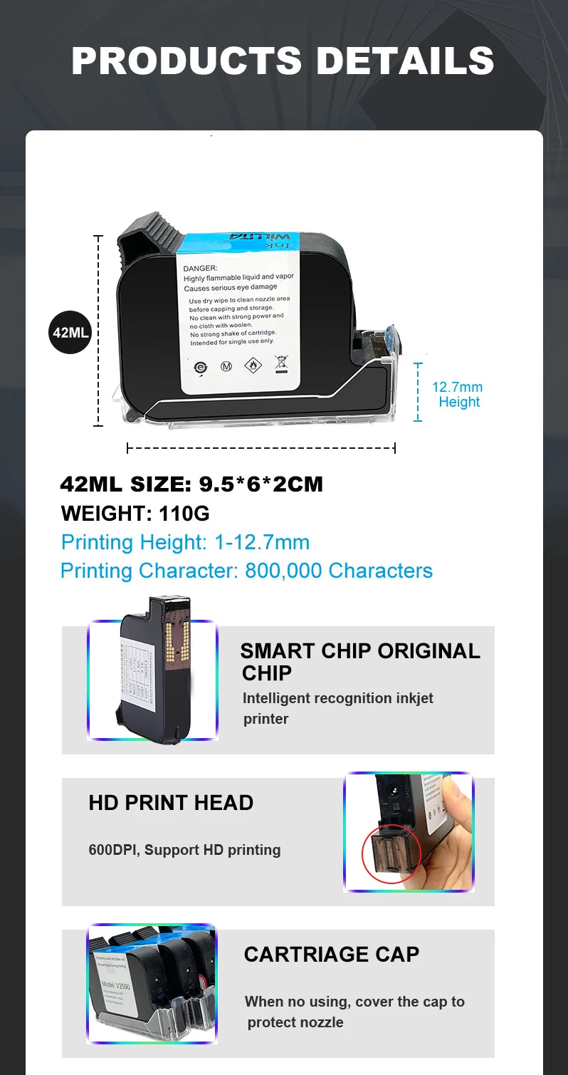 Willita Original SP70 Ink Cartridge Fast Dry Solvent Ink Cartridge JS12/2588 Compatible Ink Cartridge For 12.7 Inkjet Printer