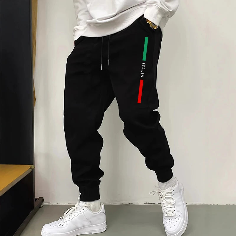 Male Fashion Casual Comfort Lounge Fitness Sporty Sweatpants Men's Streetwear Italy Print Pants Autumn Winter New Style Joggers