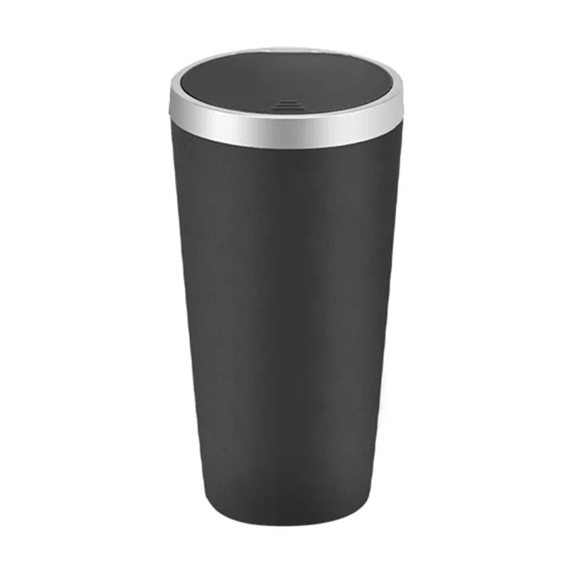 Compact Leakproof Mini Car Trash Can with Easy-Press Pop-Up Lid Durable Odor-Blocking Waterproof ABS Bin for Cup Holders Storage