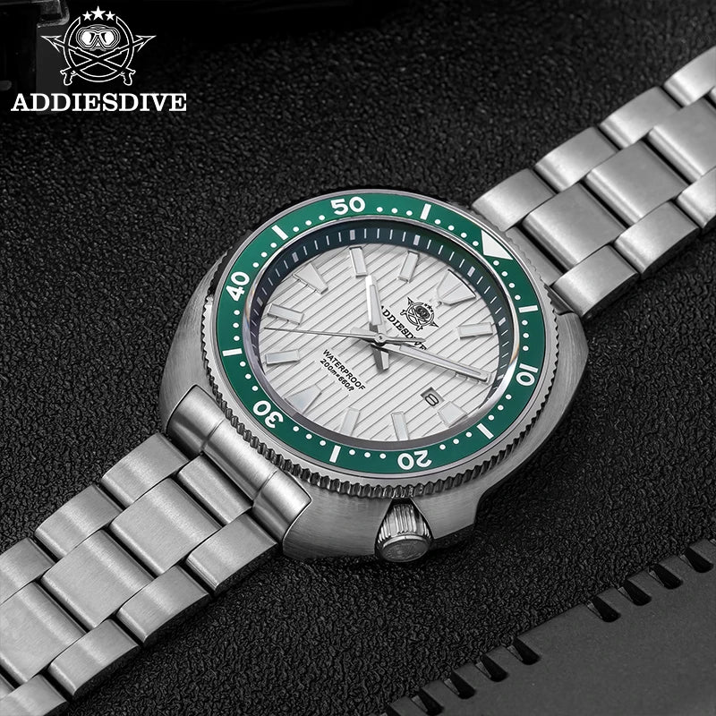 ADDIESDIVE Watch For Man AD2507 Sapphire Crystals Window Display BGW9 Luminous 200M waterproof 316L Stainless Steel Quartz Watch