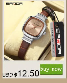 SANDA 1134 Women's Square Quartz Watch Black Fashion Crystal Waterproof Date Pointer Wristwatches for Ladies Watches Gift