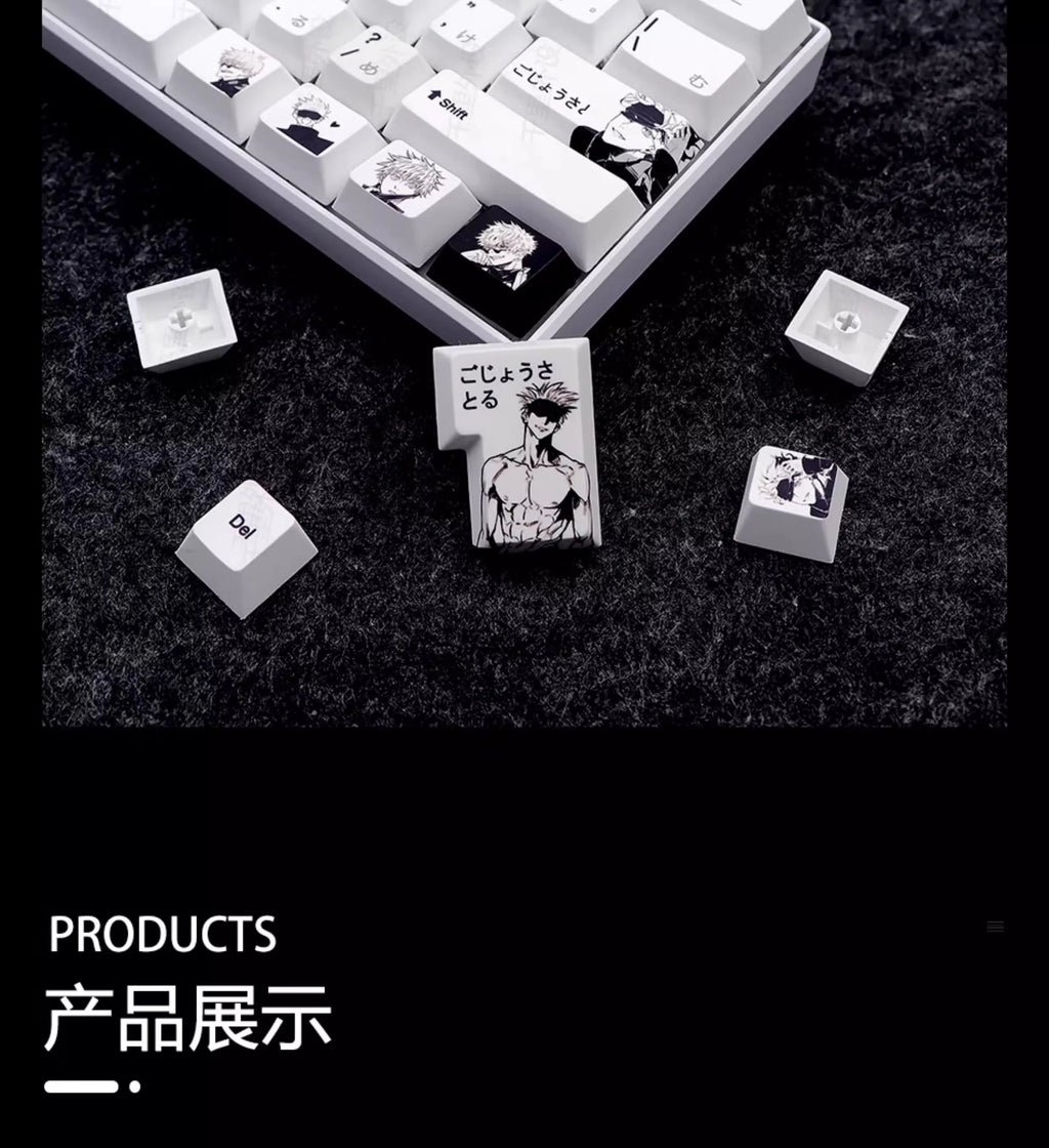 Satoru Gojo Theme Anime Keycaps Set PBT Sublimation Keyboard Caps Custom Cherry Profile Keycaps for Mechanical Keyboard 105key