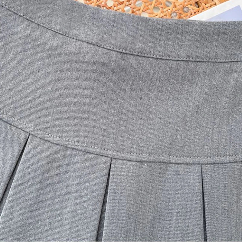 Grey JK Pleated Skirt Women Summer High Waist Solid Preppy Dance Skirts Y2K Korean Slim All-match Mini Skirts New