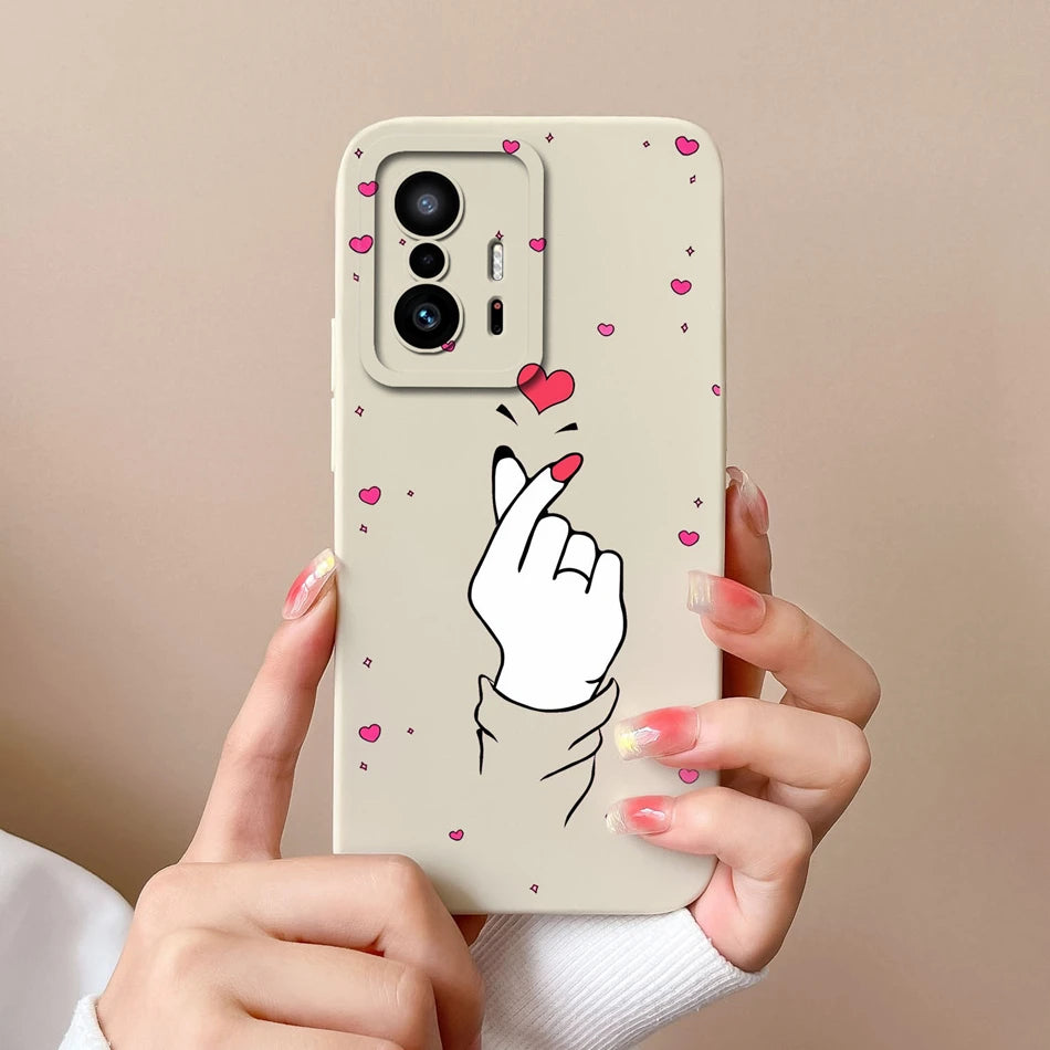 Love Heart Case For Xiaomi 11T Pro Back Cover Soft Liquid Silicone Full Protection Phone Covers For Xiaomi Mi 11t Pro 11 t Funda