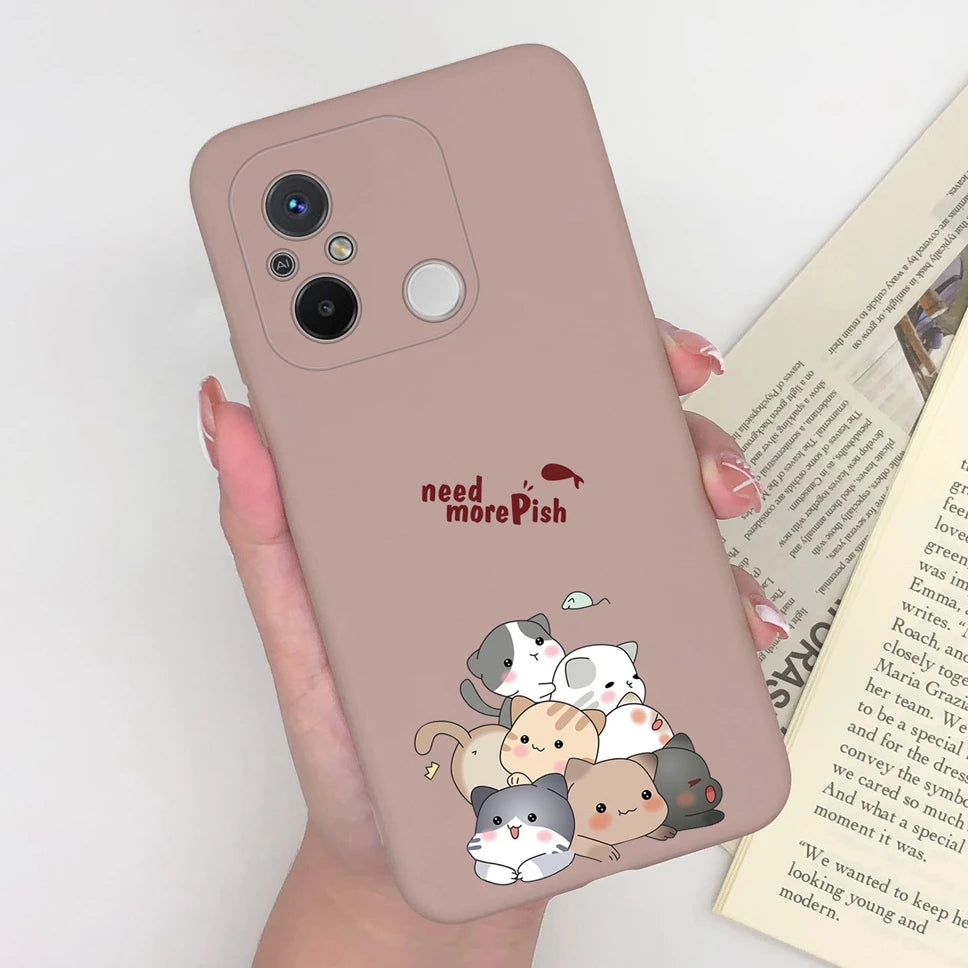 Phone Case For Redmi 12C 11A 4G Cartoon Dinosaur Soft Silicon TPU Matte Back Cover Coque For Redmi 12 C 11 A 4G Funda Capa Shell