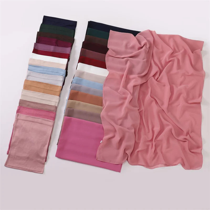 2pc/set Instant Chiffon Hijab With Modal Undercap Basic Stretchy Pullover Headscarf Outdoor Thin Breathable Sunscreen Head Wrap