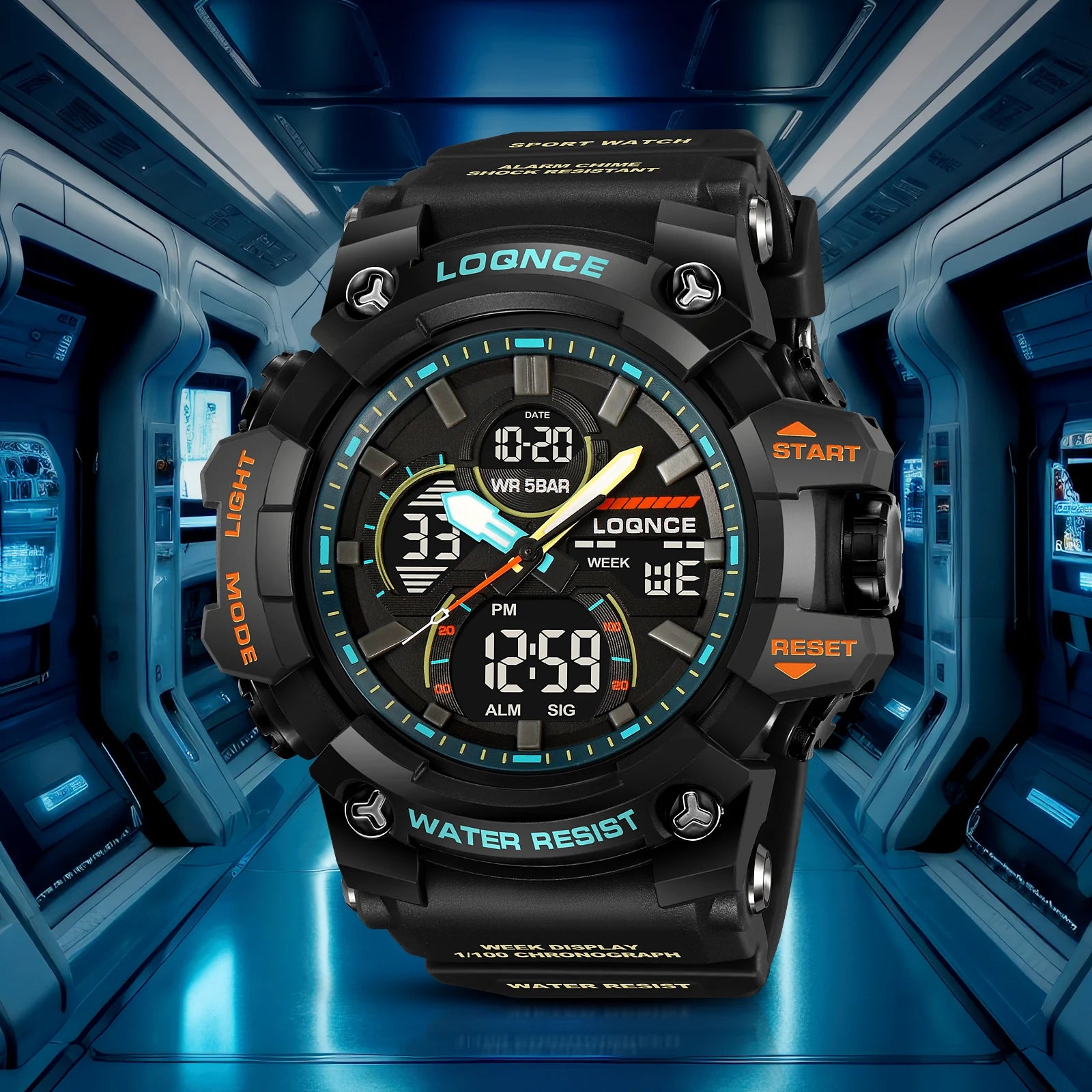 New LOQNCE 98007 Men's Watch For You 50M Waterproof Watches High Quality Movement Calendar Luminous Alarm Silicone Band With Box