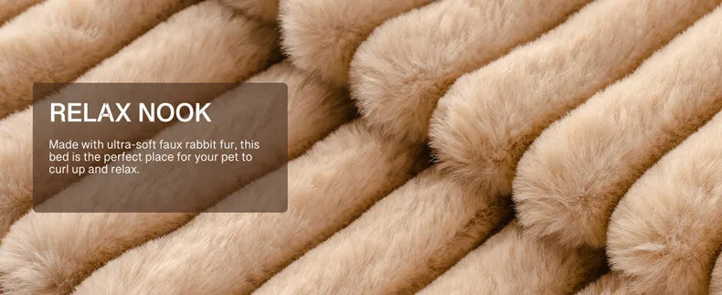 Pet Nest Rabbit Plush Pet Pad Long Hair Round Cat Nest Universal Warm Dog Bed in All Seasons Soft Cat House  Pet Accessories
