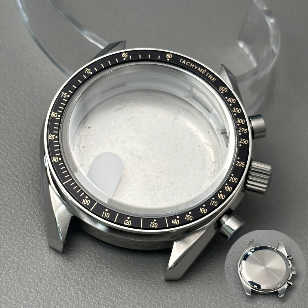 39.7mm VK63 case moon metal case chronograph case bezel,VK63 Business watch sealed back moon watch mission moon mod