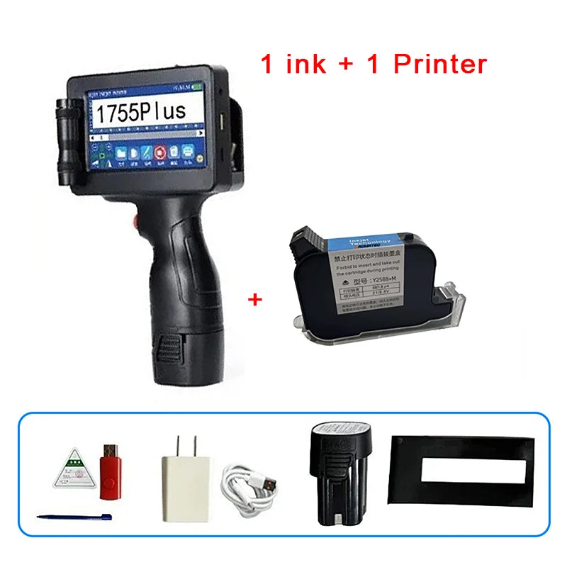 Portable Mini Split Printer 12.7mm Handheld Inkjet Printer 28 Languages Non-encrypted QR Barcode Image Logo Date Coding Machine