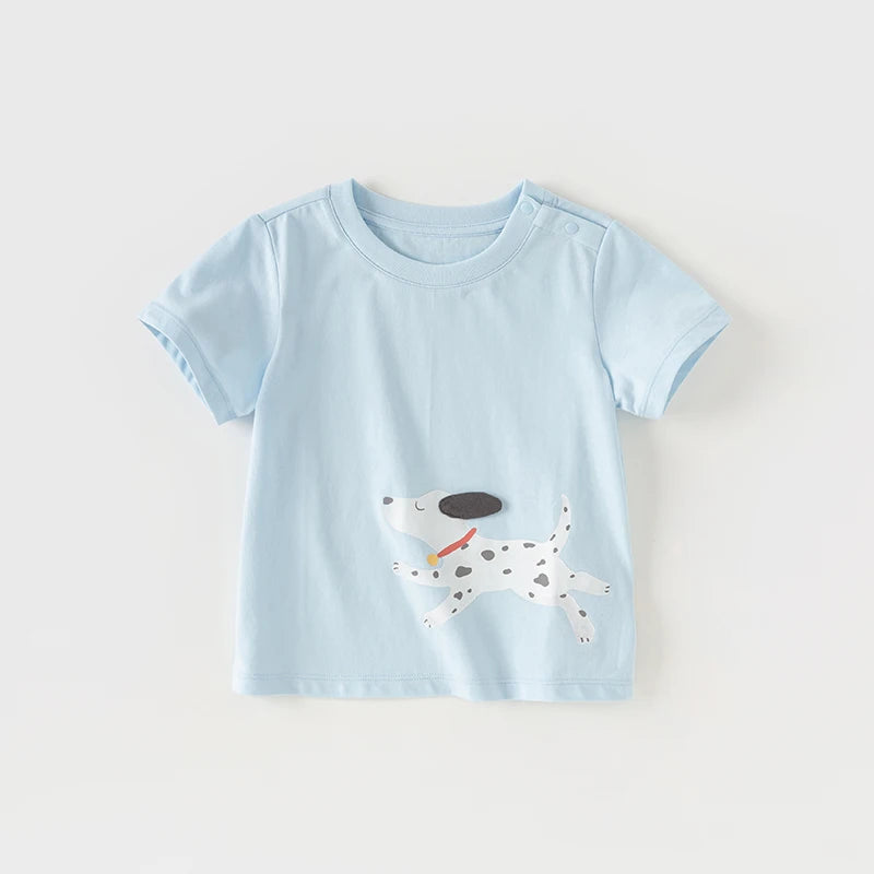 Dave Bella 2025 New Summer Girl's Boy’s Baby T-Shirt Children Top Cotton Short Sleeve Undershirt Casual Outdoor Sport DB2241110