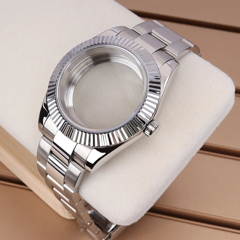 39mm/36mm Fluted Watch Case Sapphire Glass For Datejust Air King Oyster NH35 NH36 NH38 NH34 NH70 Miyota8215 8205 Movt 28.5mmDial