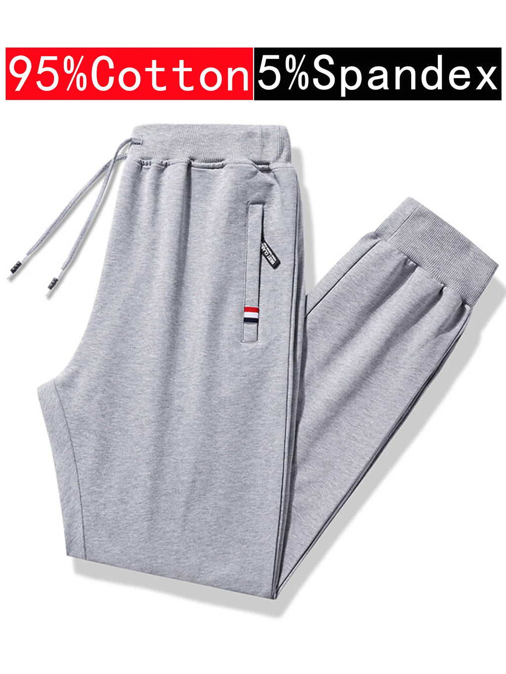 2-piece Black Pants Autumn Men's Stretch Belt Zipper Pocket Jogging Elastic Cotton Fitness Sport Suitable Gym Hiking Daily Wear