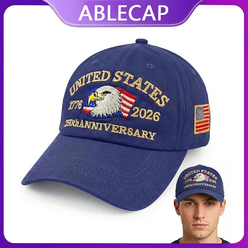 ABLECAP Unisex Dad Hat with USA Eagle Embroidery 250th Anniversary Outdoor Sunscreen Baseball Cap for Men And Women