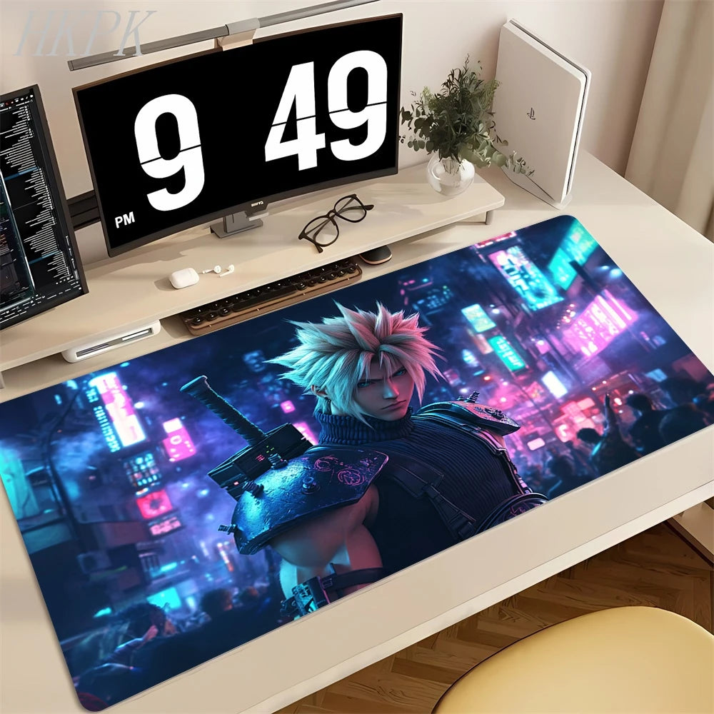 Playmat Final Fantasy Aerith Tifa Natural Rubber Deskmat Stitched Edges Mousepad Gaming Table Office Accessory Game Mouse Mats
