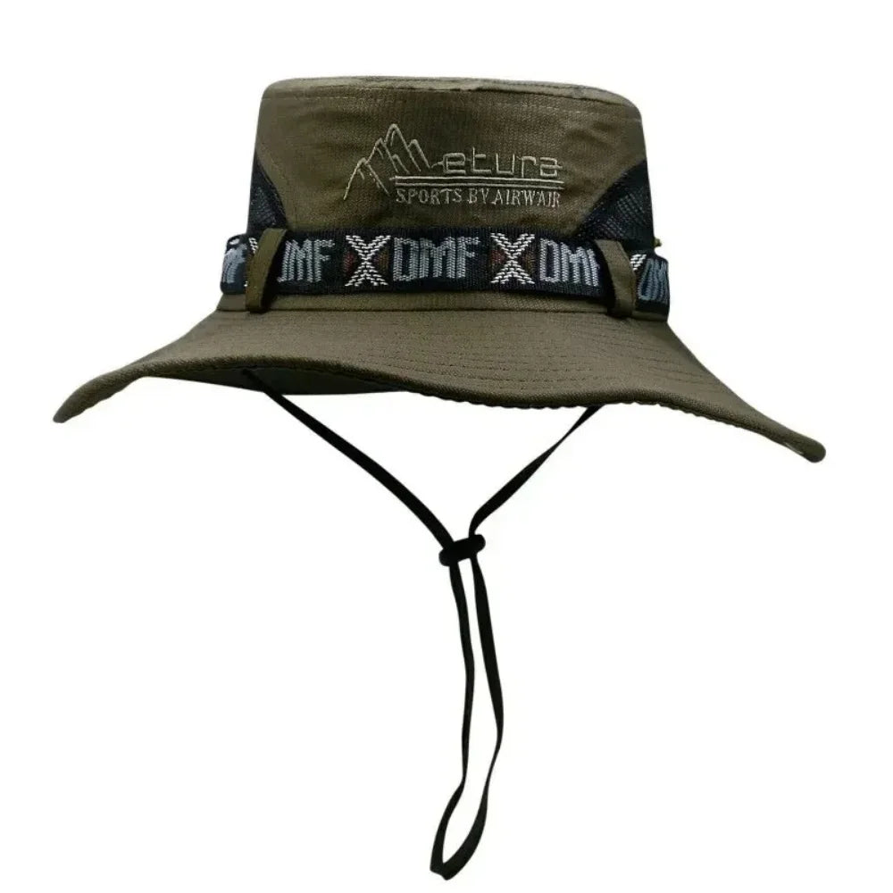 1pc bucket hat Summer Men UV Protection Hiking Beach Sunscreen Cap Bucket Hats Summer Hunting Hat Mesh Fisherman Safari Hat ﻿