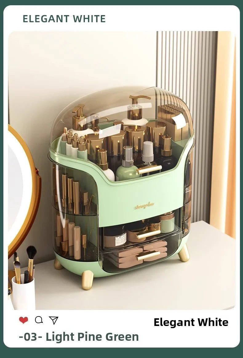 Dustproof Cosmetic Storage Box Integrated Desktop Makeup Case Lipstick Box Skincare Product Rack Elegant Design