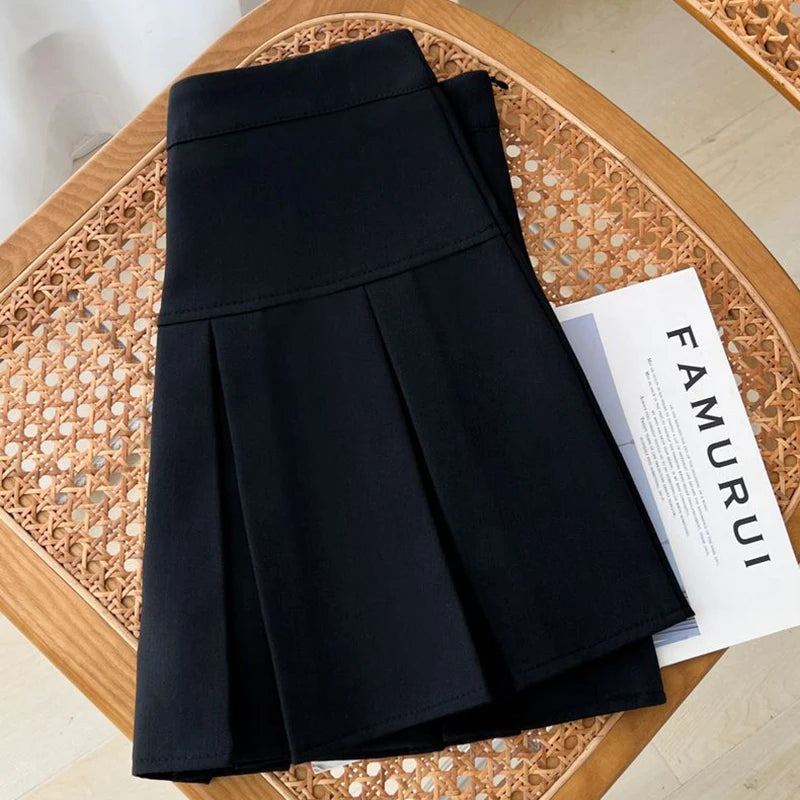Grey JK Pleated Skirt Women Summer High Waist Solid Preppy Dance Skirts Y2K Korean Slim All-match Mini Skirts New