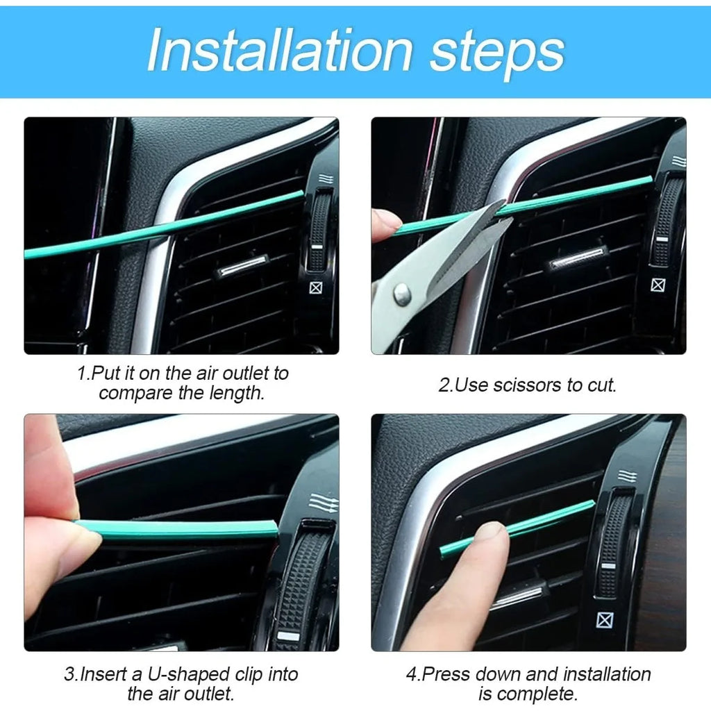 10 pcs 20cm car air conditioning vent decoration U-shaped decorative strips for bendable and cutting car door corners