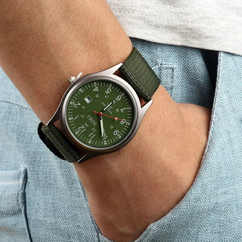 Watch for Men Top Quality Luxury Brand Quartz Mens Watches Luminous Canvas Band Relogio Masculino Fashion Male Clock Reloj