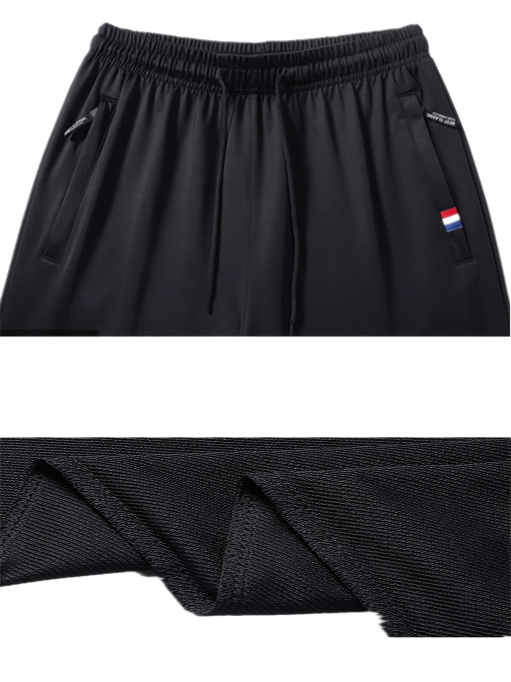 2-piece Black Pants Autumn Men's Stretch Belt Zipper Pocket Jogging Elastic Cotton Fitness Sport Suitable Gym Hiking Daily Wear