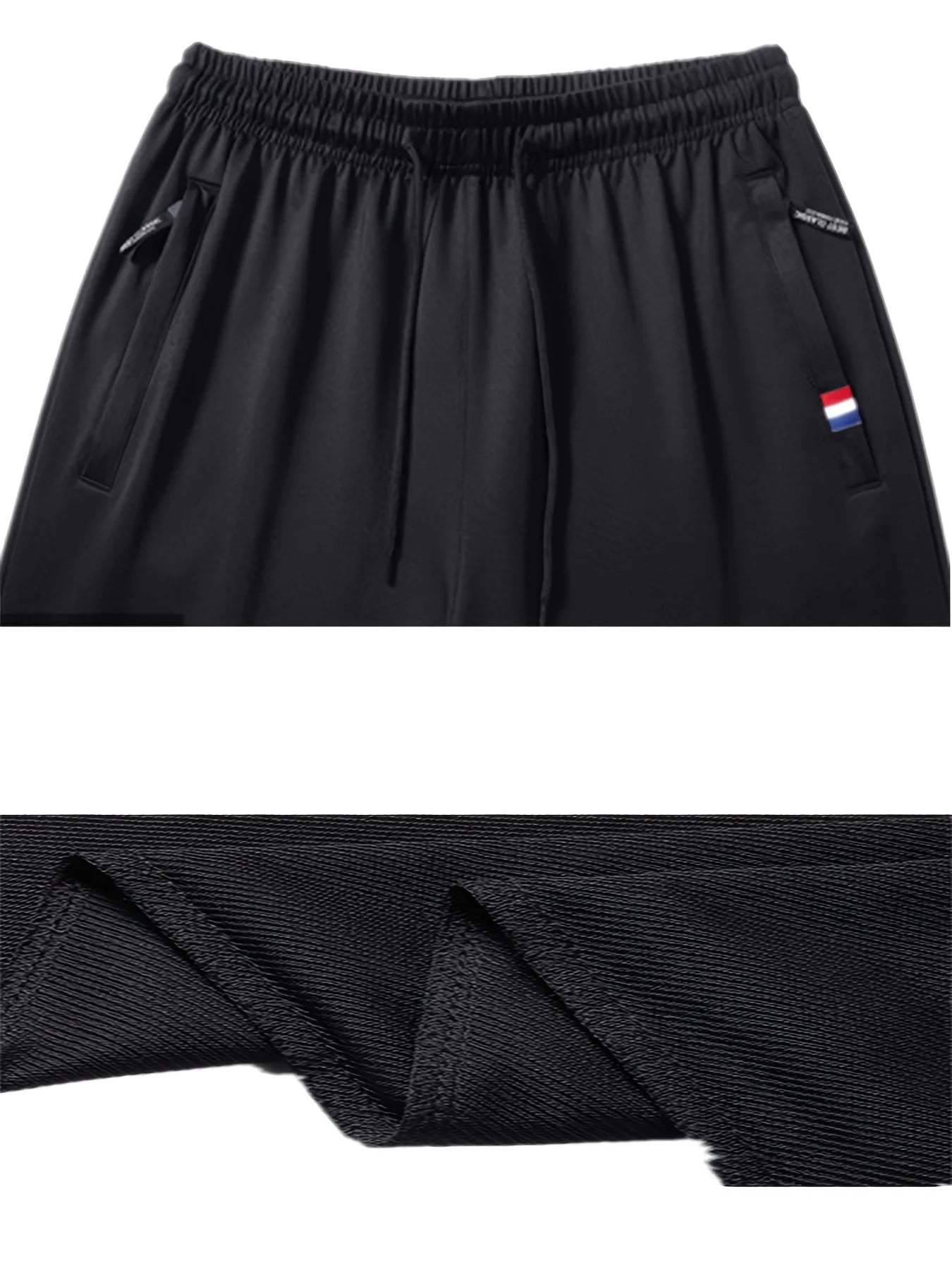 2-piece Black Pants Autumn Men's Stretch Belt Zipper Pocket Jogging Elastic Cotton Fitness Sport Suitable Gym Hiking Daily Wear