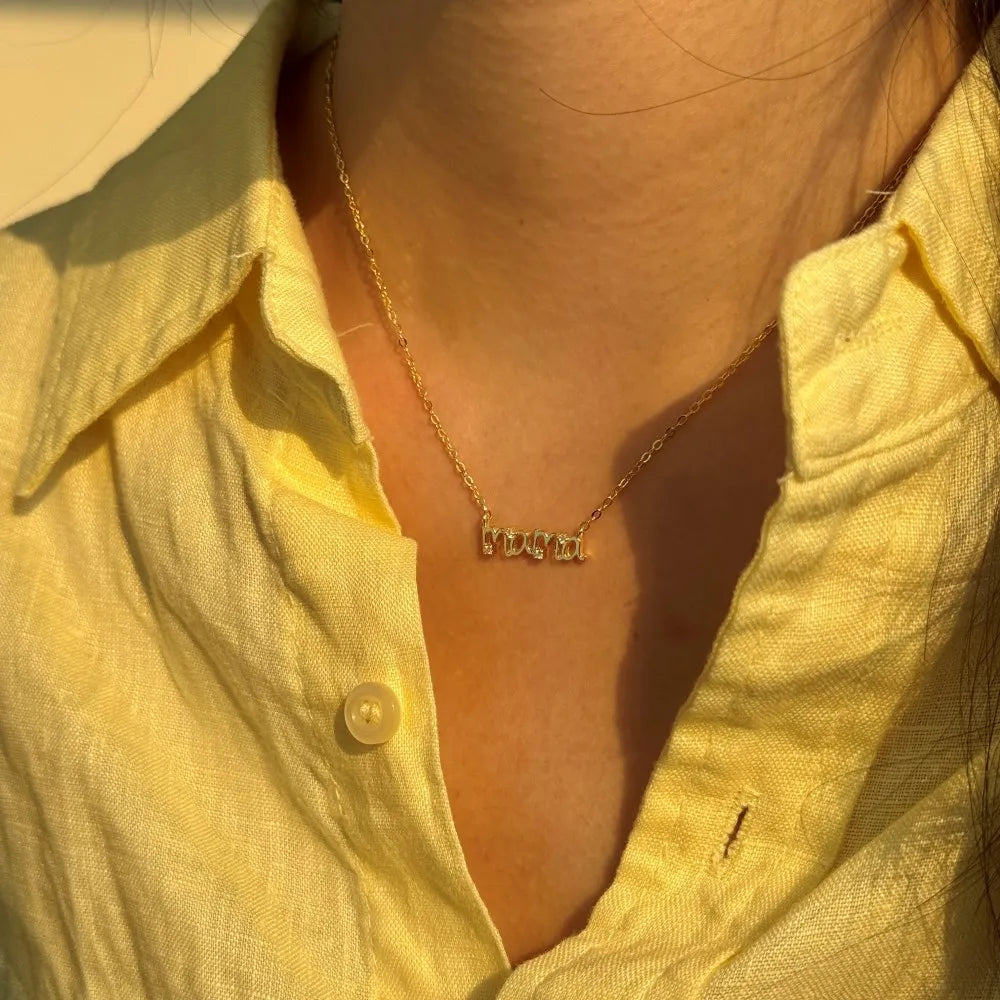 LinkerLove S925 Sterling Silver Mama Letter Pendant Necklace for Women 18K Gold Plated Mothers Day Party Trendy Jewelry Gifts