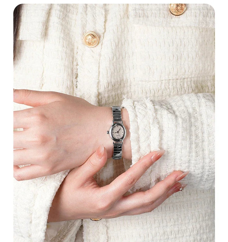 Women Watch for Girls Small Wrist Quartz Reloj Muje Sliver Grey Gold Oval Orologio Ladies Wristwatch Stainless Steel Band Clock