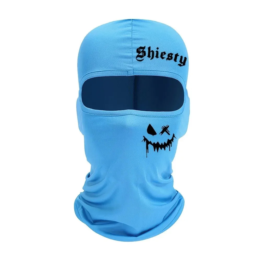 1pc/2pcs Smiling face print Balaclava face mask, summer cool neck cover, motorcycle skiing scarf, unisex