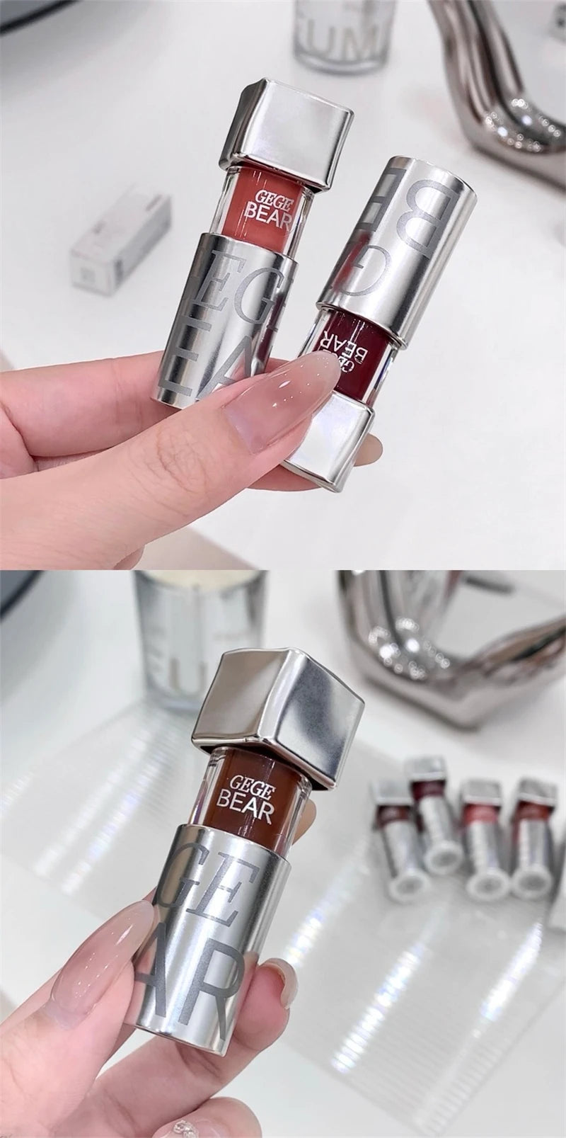 Mirror Water Lip Gloss Black Ice Cube Tube Moisturizing Long Lasting Liquid Lipstick Lipgloss Plump Up Lips Makeup Cosmetics