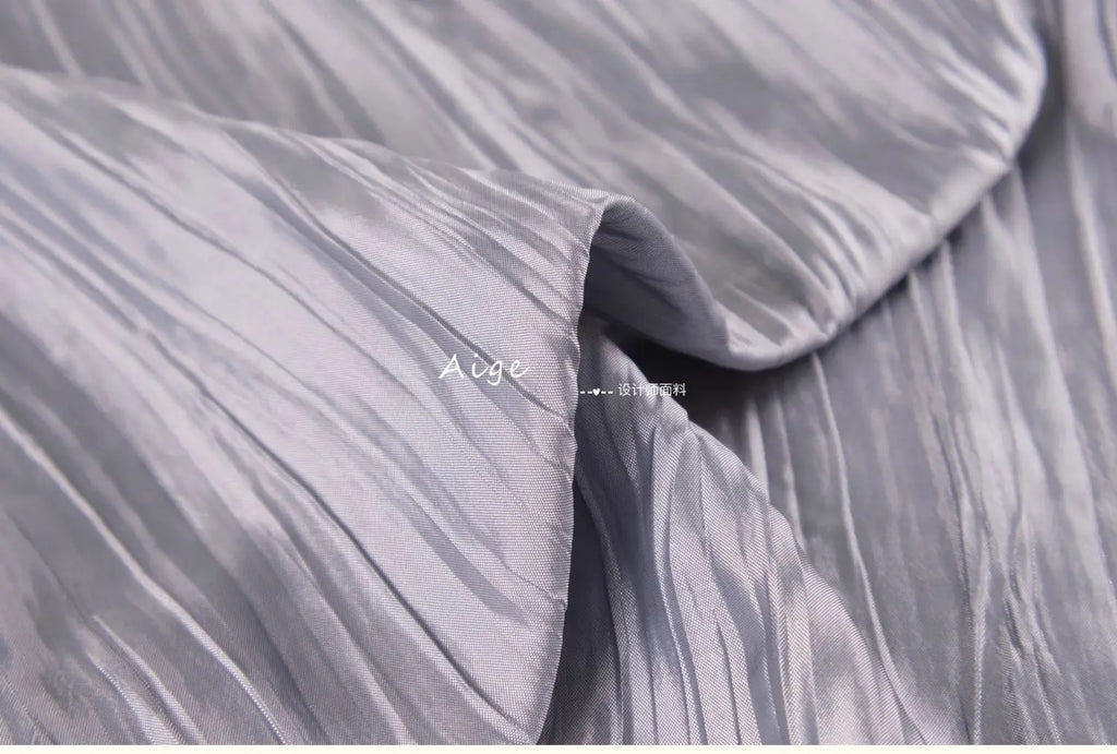 Irregular Pleated Fabric Glossy By Meters for Dress Skirt Shirt Windbreaker Diy Sewing Designer Cloth Soft Comfortable Plain Red