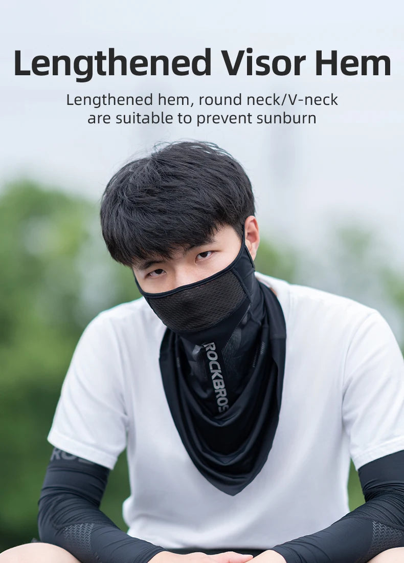 ROCKBROS Ice Silk Cycling Face Mask UV Sun Protect UPF50+ Summer Breathable Collar Scarf MTB Road Motorcycle Bike Bicycle Mask