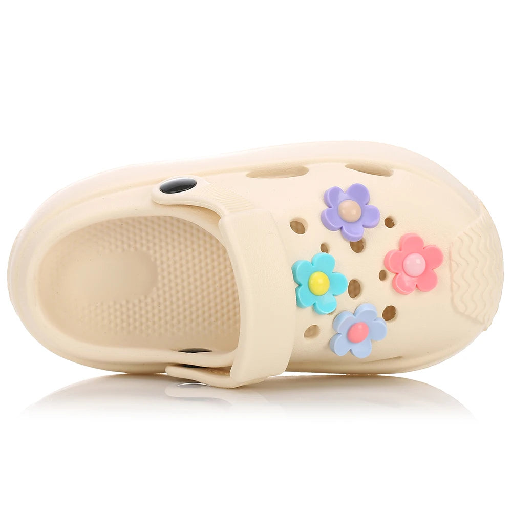 Summer Kids Home Slippers Children's Shoes Slippers Soft Anti-Skid Flower DIY Hole Shoes for Boys Girls Beach Shoes