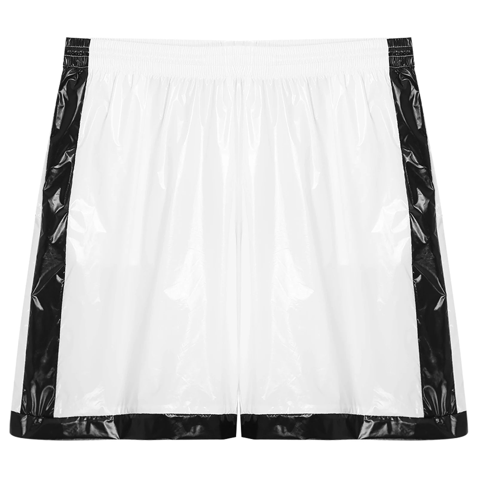 Swimwear Mens Swimming Trunks Wet Look Boxer Shorts Drawstring Elastic Waist Pockets Stripes Beach Sports Shorts Pajamas Costume