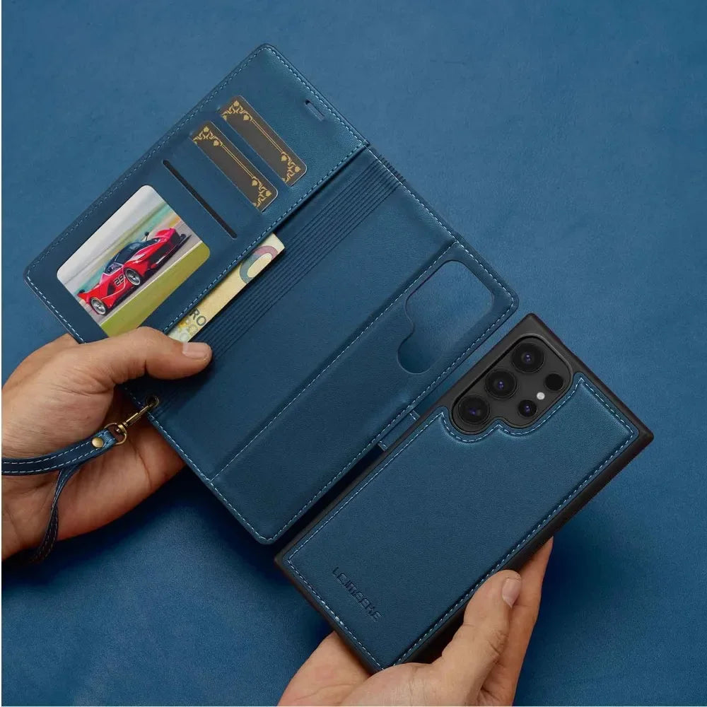 Detachable Wallet Case For Samsung Galaxy S25 Ultra S24 FE S23 + Plus Card Holder Kickstand Shockproof Wrist Strap Flip Cover