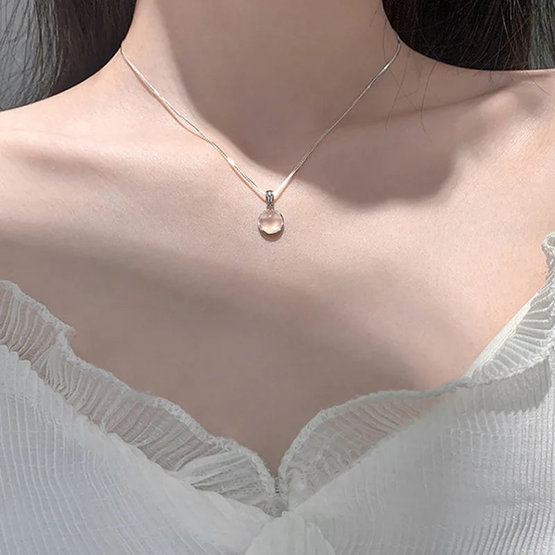Best Sellers! White jade round pendant necklace