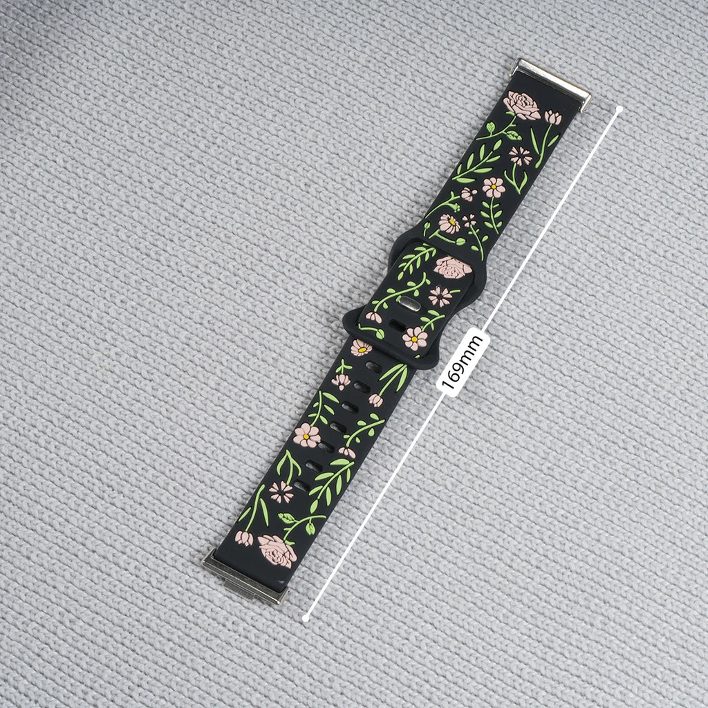 Engraved Rose Watchbands For huawei watch fit 4 pro/4/3 strap smart wristband Girl Woman Silicone bracelet For Huawei fit2 fit1
