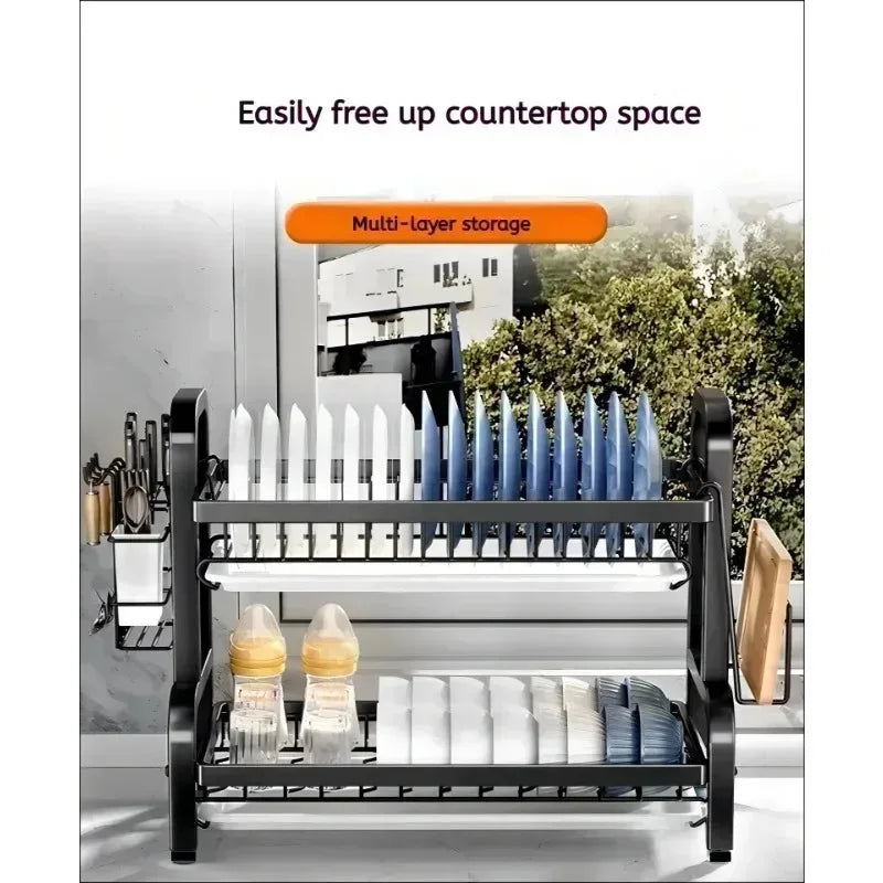 Kitchen Tableware Storage Box Multifunctional Cupboard Drain Rack Shelf Cupboard Storage Box Bowls