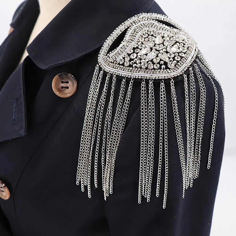 Exquisite Western-Style Performance Costumes Metal Punk-Syle Shoulder Ornaments Epaulets Fringed Epaul for Clothing Accessories