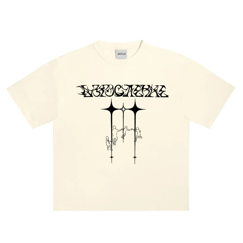 Harajuku Oversized Streetwear Men's Tshirt Growing Up Graphic Print Y2k Short Sleeve Top Tee Hip Hop Korean Cotton Goth Clothing