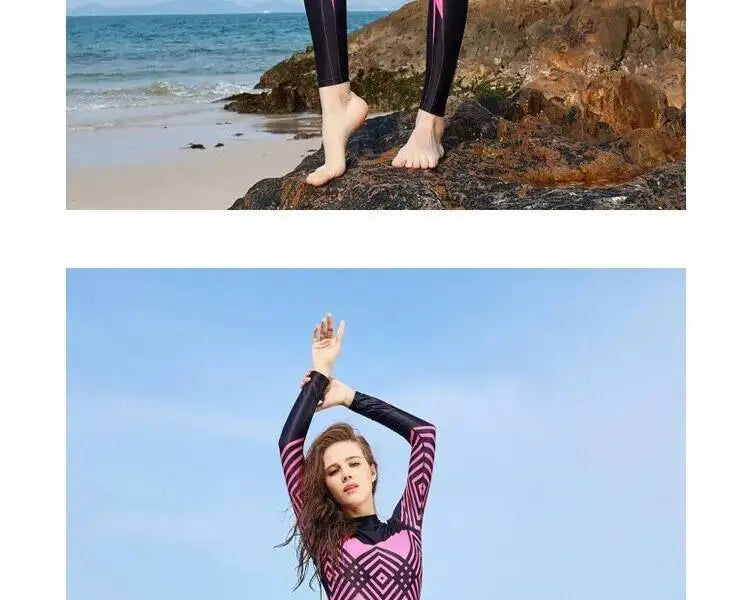 Women Thin Wetsuit Swimwear Female Long Snorkeling Diving Beach Swimsuit Jellyfish Sunscreen Elastic Zipper Swimsuit Rash Guard