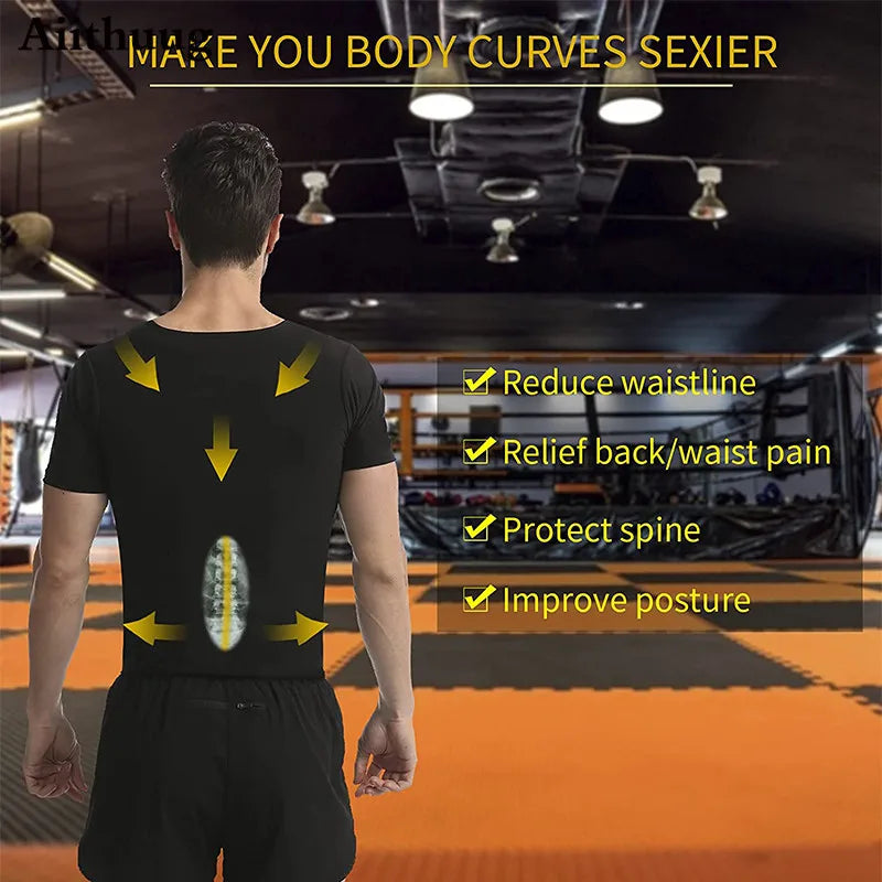 Aiithuug Body Shapers Men Body Building Workout Fitness Corset Weight Loss Suit Slimming Shaper Wear Sweating Fat Burn Pants