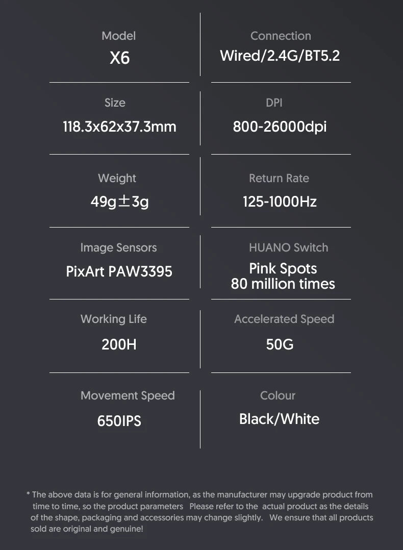 Attack Shark X6 Wireless Gaming Mouse Bluetooth Tri-Mode Connection,RGB Touch Magnetic Charging Base PAW3395 Macro Gaming Mouse