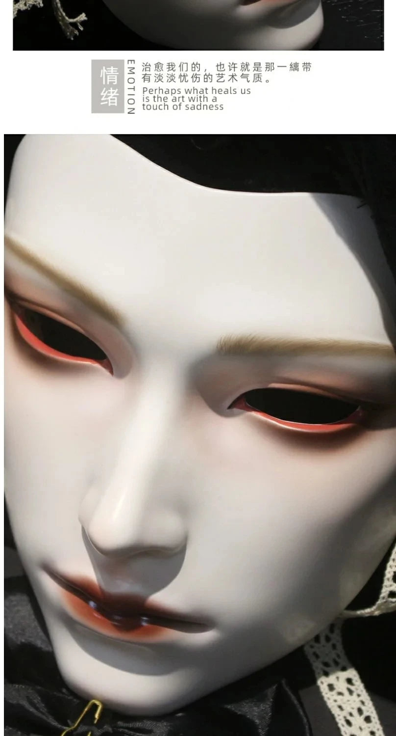 Japanese Style Women Soul Mask Ancient Warrior Wearable Decor Mask Venice Dance Ball Party Dress Up Full Face Mask for Men Gift