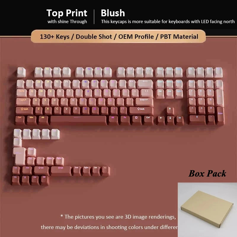 Gradient Keycaps 134 Keys OEM Profile PBT Double Shot Keycap For MX Switch Gaming Mechanical Keyboard Side Printed RGB Key Caps