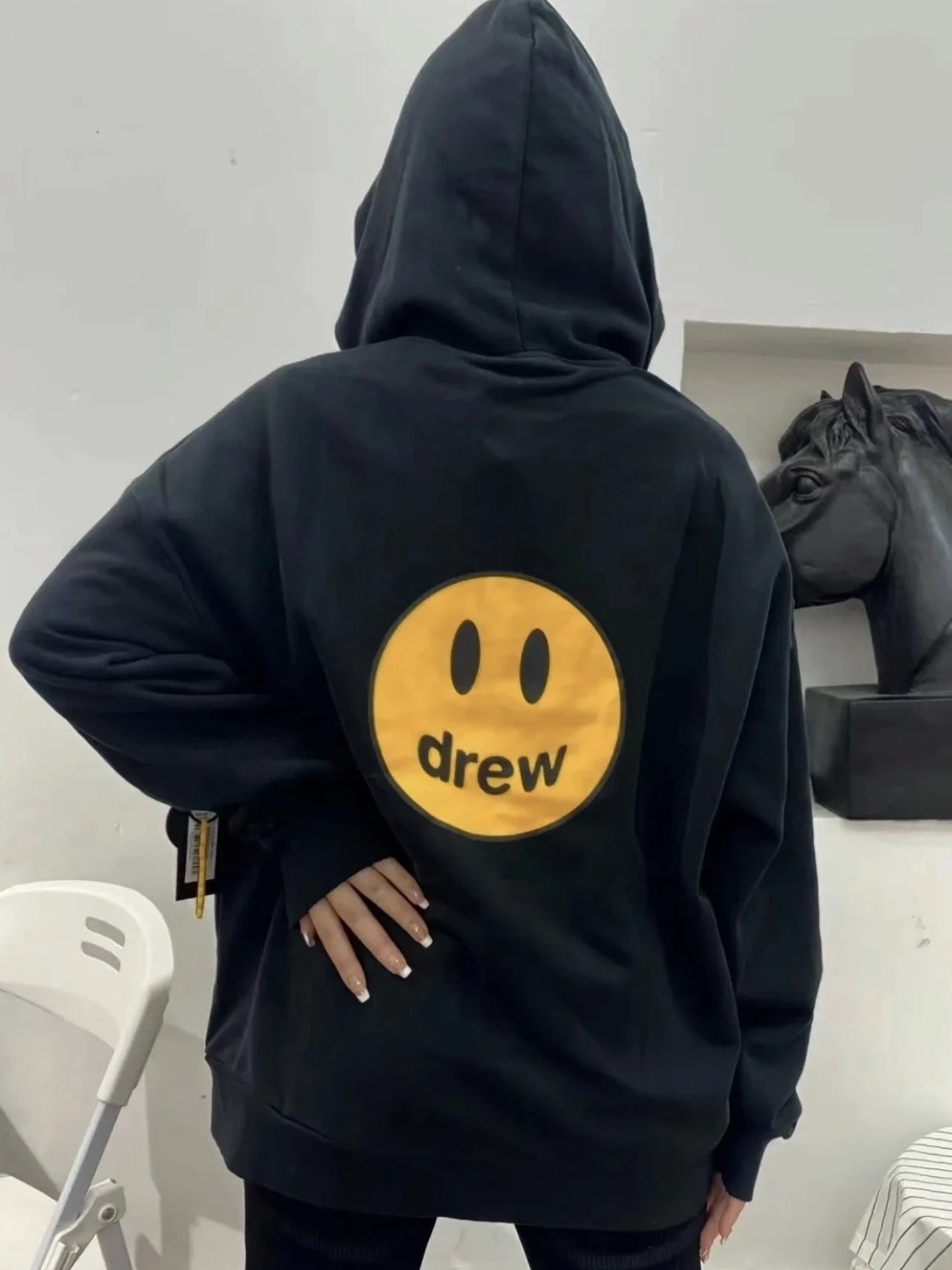 Drew House Men's Clothing Embroidery Printing logo autumn and winter designer American retro print loose Solid color Coat Jacket
