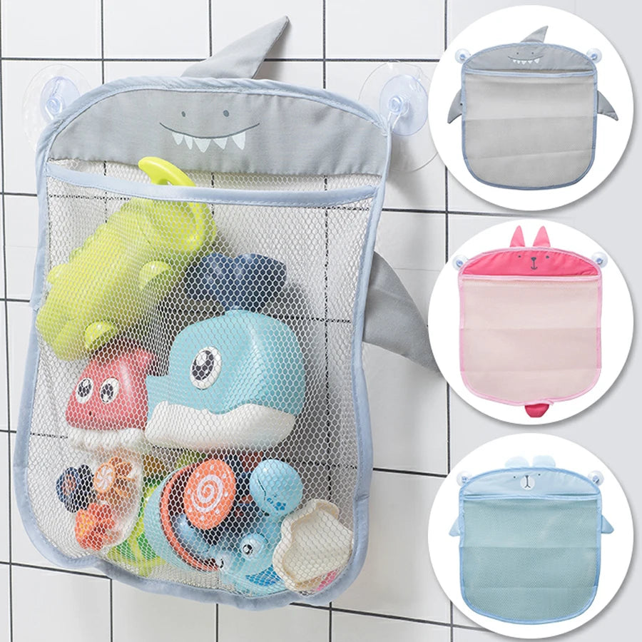 Baby Shower Toy Bathroom Mesh Bag Sucker Design For Bath Toys Kids Basket Cartoon Animal Shapes Cloth Sand Toys Storage Net Bag