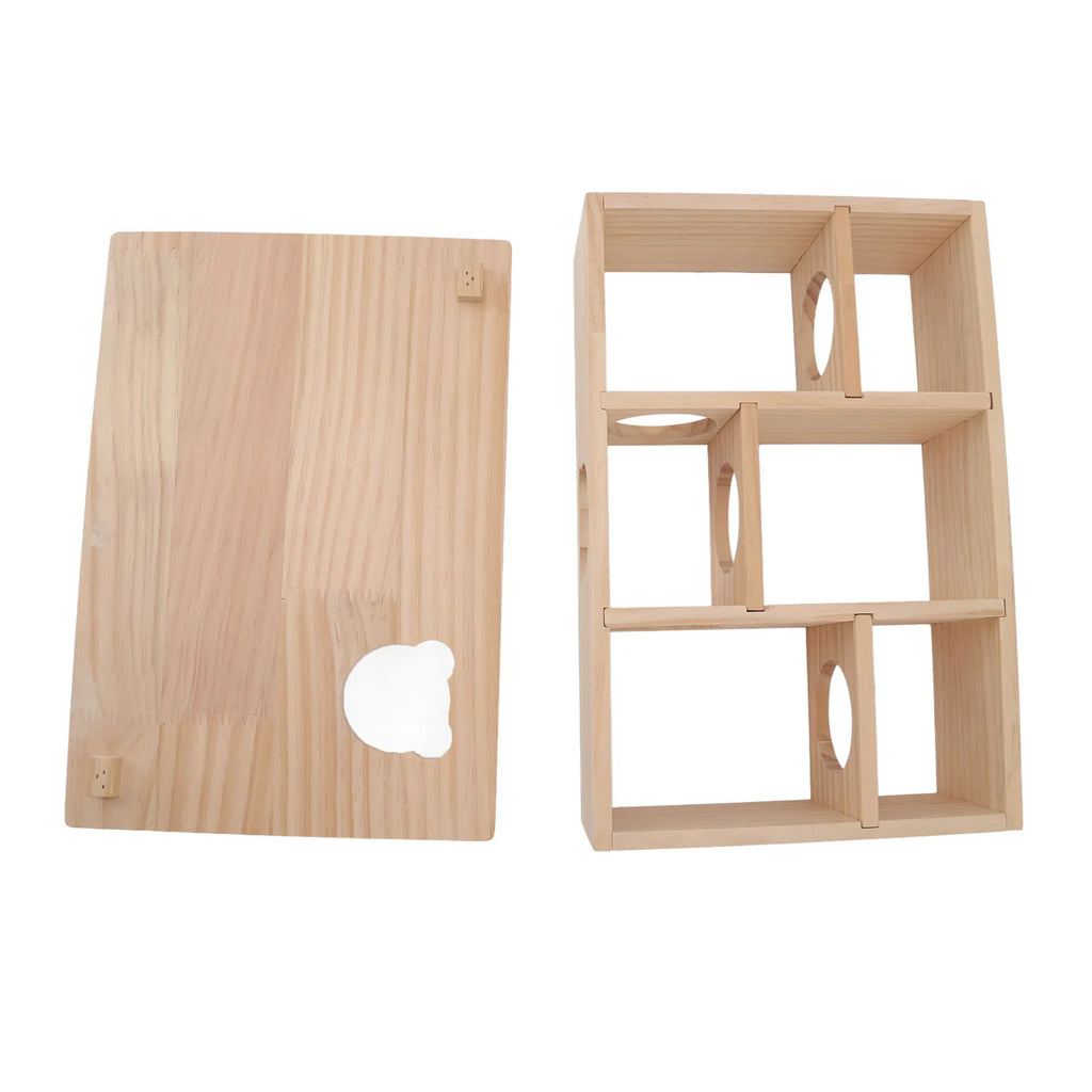 Hamster House Log Movable Roof Stable 6 Bedrooms Pet Hideout House for Hamsters Chinchillas Golden Bears Sleeping and Moving