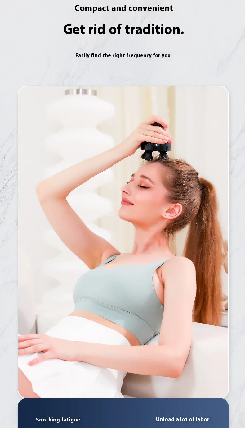 Electric Silicone Scalp Massager Vibration Kneading Head Massager Waterproof Handheld Hair Growth Stimulator Tool