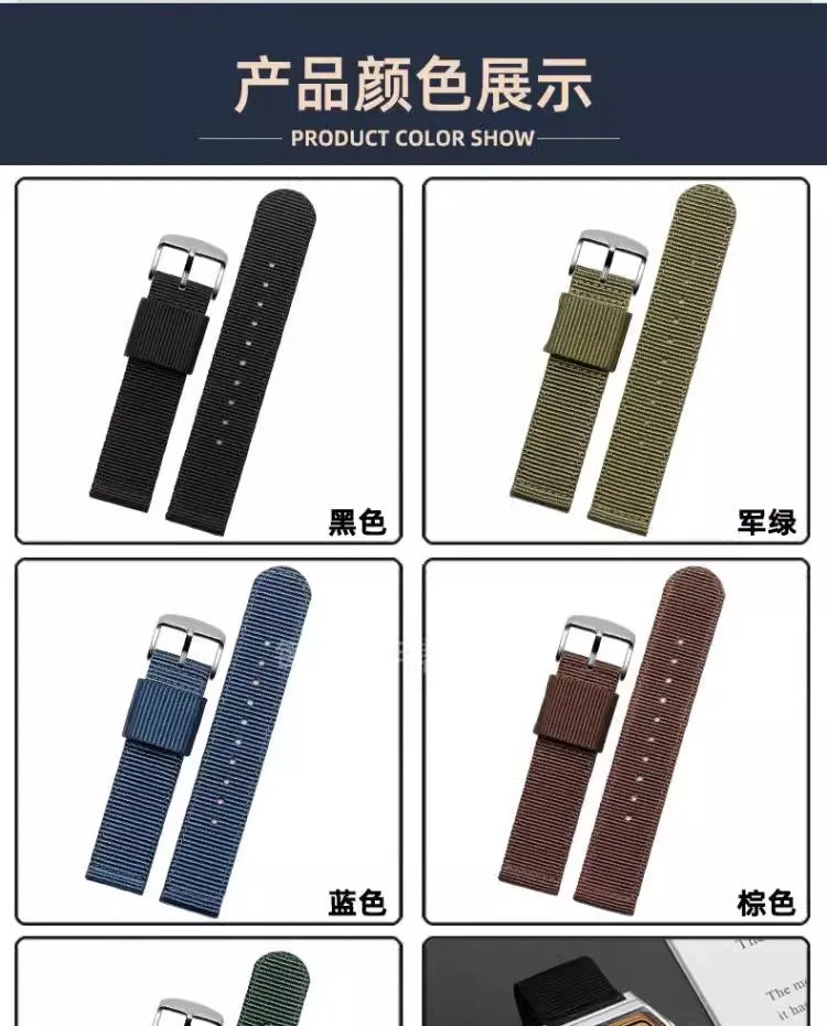For Casio AE1200 AE1300 A168w/A158W MRW200/F91w AQ230 Bracelet woven nylon canvas watch strap 18mm Men's and women's watch band
